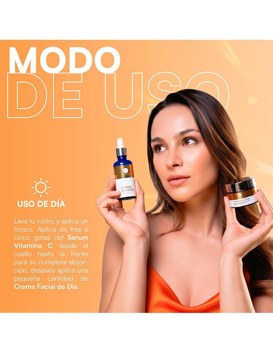 Kit tratamiento facial sérum vitamina c y crema fotoprotectora FPS 30 antimanchas 6