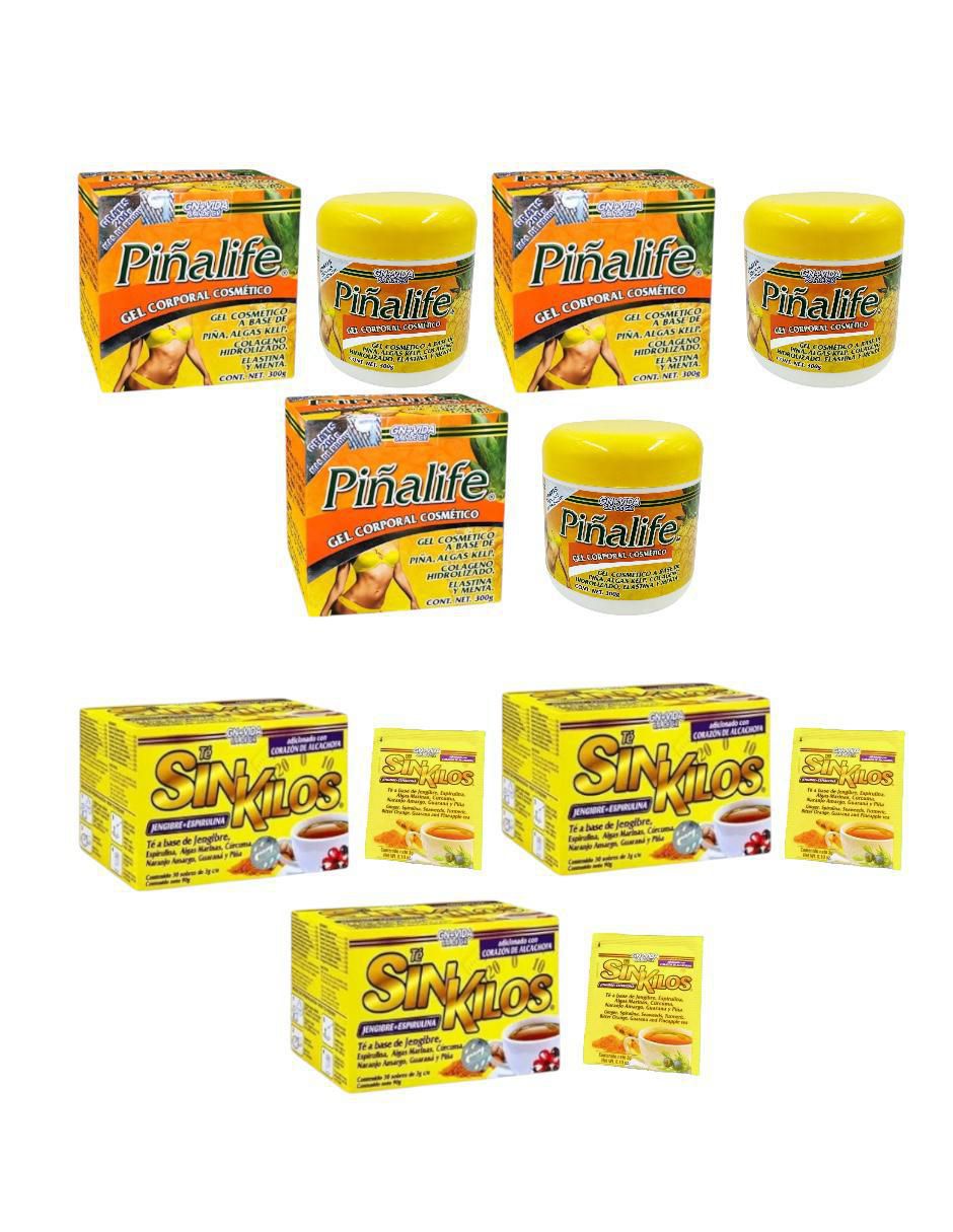Kit gel corporal reafirmante Gel piñalife & té sin kilos 6