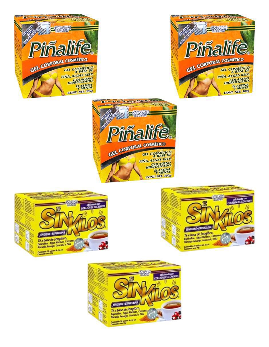 Kit gel corporal reafirmante Gel piñalife & té sin kilos 7