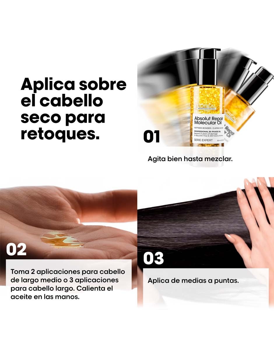 Aceite para cabello seco Absolut Repair Molecular 90 ml 11
