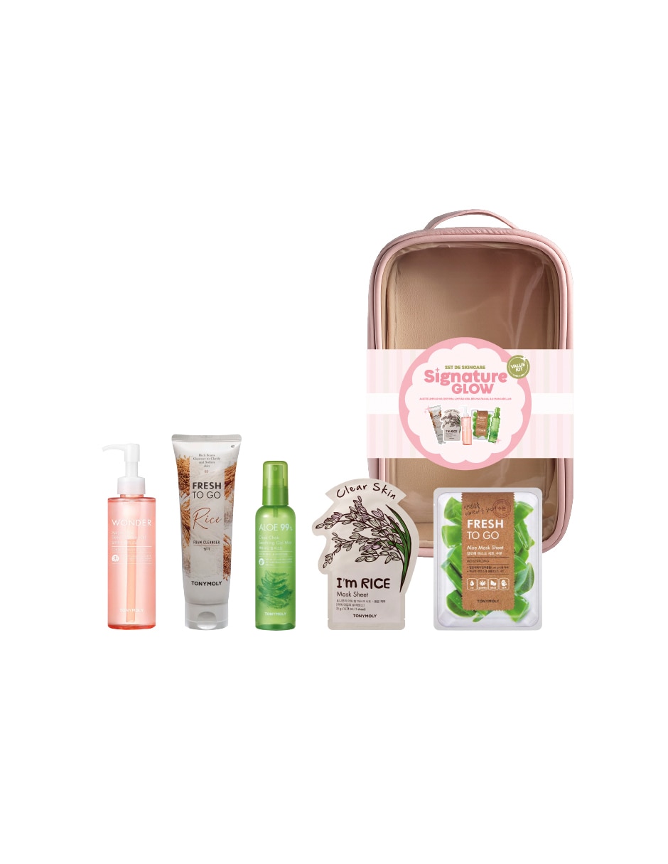 Kit de tratamiento facial kit signature glow hidrata, protege y limpia 2